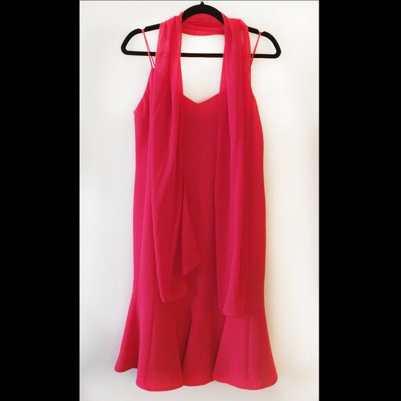 Evan Picone Coral Spaghetti Strap Shift Dress with scarf, Petite Size 10 - Picture 2 of 5